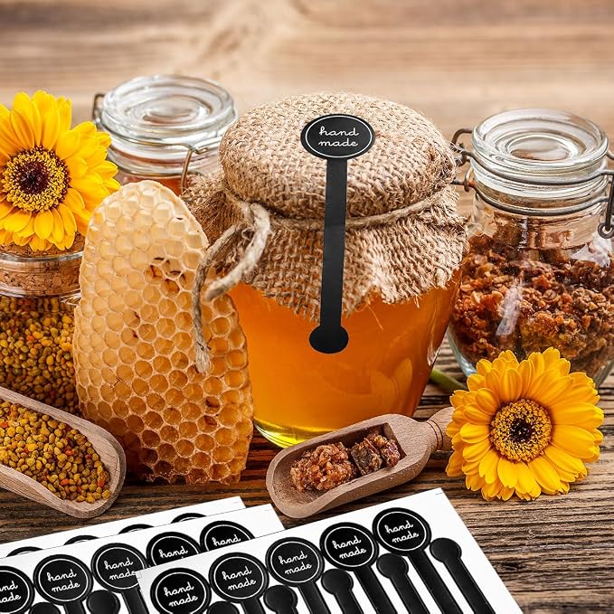 Handmade Food Baking Label Stickers,300pcs Handmade Food Long Baking Seal Labels,Retail Package Black Bakery Sticker Sealing Labels Tamper-Proof Sticker for Lollipop Candy Bread