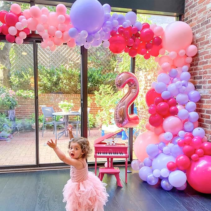 Voircoloria 130pcs Pink Balloons Different Sizes 18" 12" 10" 5" Party Latex Balloons for Birthday Baby Shower Wedding Anniversary Princess Theme Party Decorations