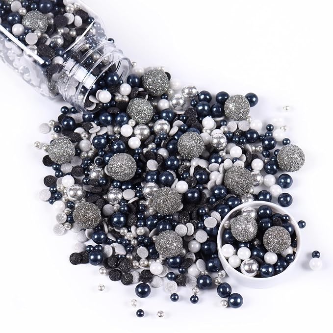 Black & Silver Sprinkles for Cake Decorating 4.23ounce - Sparkle Pearl Candy for Cupcake Toppers, Ice Cream, Candy, Cookie Decorations - Silver Sprinkles for Princess Bridal Shower Wedding Party