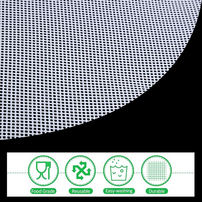 Blulu 4 Pcs 13 Inch Round Silicone Dehydrator Sheets Non Stick Food Dehydrator Mats Reusable Silicone Steamer Mesh Baking Mat for Fruit Dryer