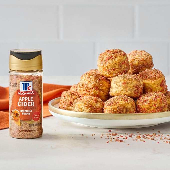 McCormick Finishing Sugar, Apple Cider, Limited Edition, Sweet Blend of Tart Apple and Warm Spices, For French Toast, Cookies, Muffins, Pancakes, Donuts, and More, 3.61 oz (Pack of 2)