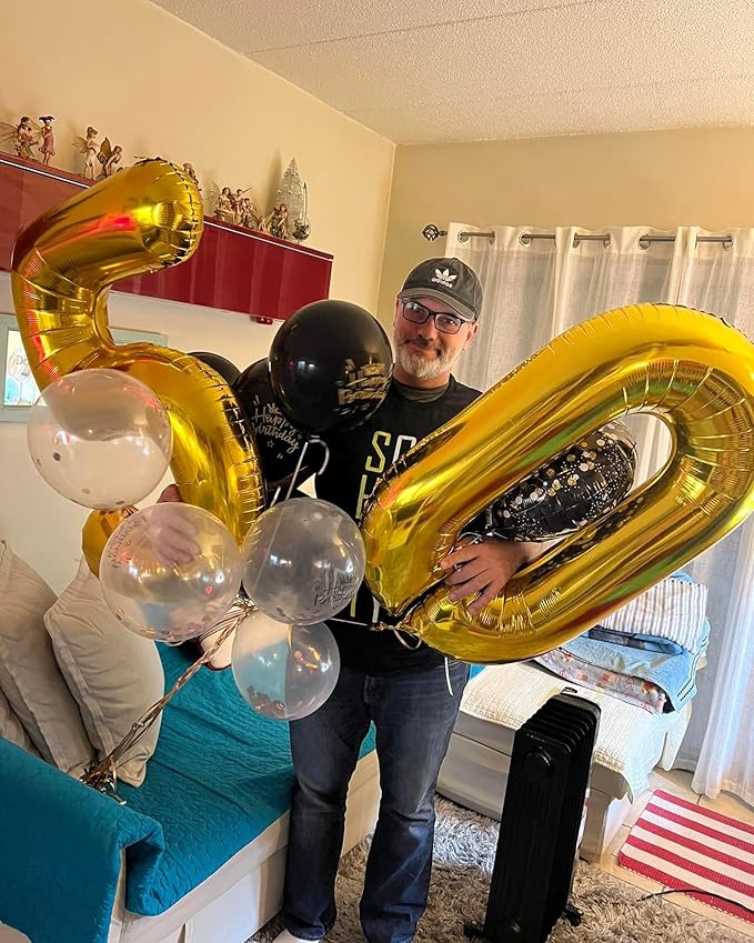 Gold Number 70 Balloon 40 inch, 70 Number Balloons, 70th Gold Birthday Decorations, 70 Year Old Women Men Golden Party Supplies