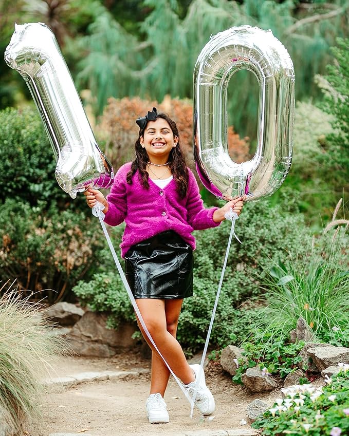 Silver Number 19 Balloon 40 inch, 19 Number Balloons, 19th Silver Birthday Decorations for Girls Boys Kids, 19 Year Old Silver Party Supplies