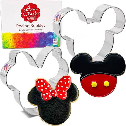 Mouse Head & Girl Mouse with Bow 2 Pc. Cookie Cutter Set, Made in the USA by Ann Clark