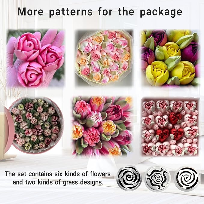 11PCS Extra Large Russian Piping Tips，Stainless Steel Flower Tips for Cake Decorating for Cake Decorating Icing, Cream Bouquet DIY Cookies, Desserts Baking Tools