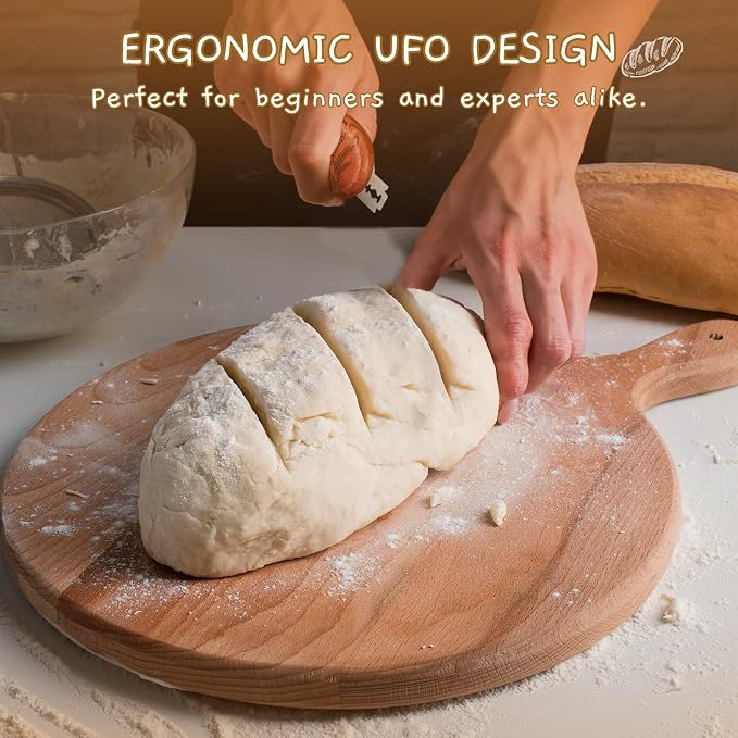 Personalized UFO Bread Lame Engraved Dough Scoring Tool with Name for Sourdough Artisan Bread Baguettes Ergonomic Design Stainless Steel Blade Gift for Home Bakers & Baking Enthusiasts (Flower)