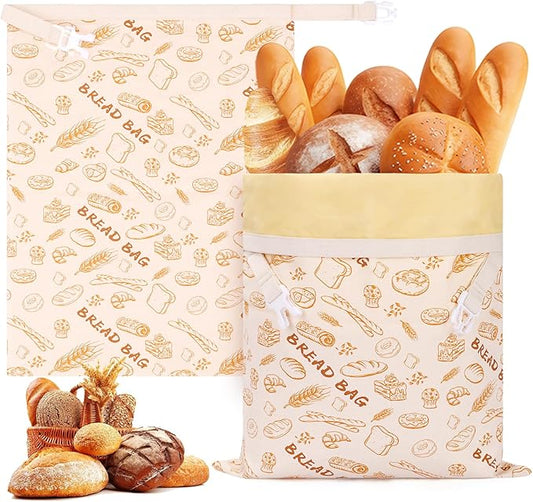 Homelove 2 Pack Beeswax Bread Bags for Sourdough Homemade Bread - Reusable Organic Linen Bag Cotton Lining Sourdough Natural Beeswax Bread Storage Bag, Keep Fresh and Upgraded XLarge Capacity Portable