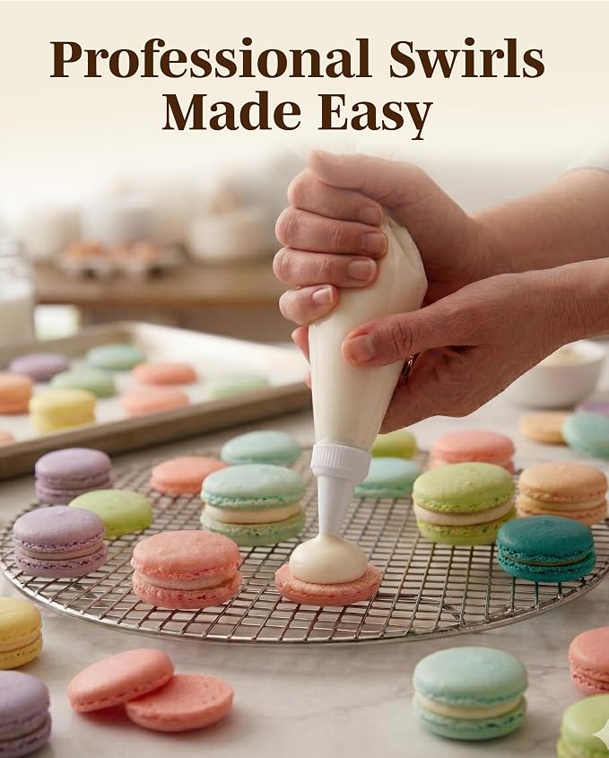 Reusable Plastic Piping Tips - Standard Size Round Tip #10 20 Pack with 2 Couplers Icing Nozzles for Cake Decoration Dessert Design Baking Supplies and Piping Bags Base Ø 0.75", Height 1.25"