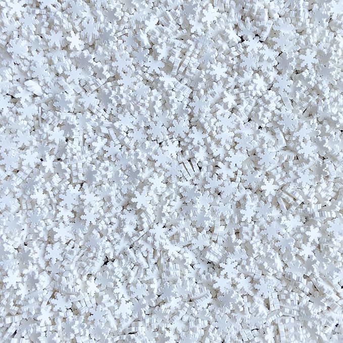 White Snowflake Polymer Clay Slices Nail Art Slices for Nail Art DIY Crafts Cake Phone Case (100G White Snowflake-3)