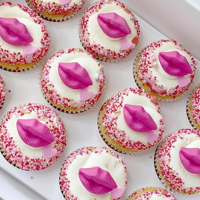 3D Lips Cake Topper Silicone Mold, Lip Chocolate Fondant Mold for Cake Decoration Candy Cupcake Topper Cake Polymer Clay Crafts Epoxy Resin