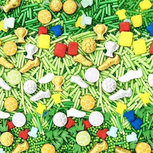 Soccer Sprinkles for Baking Edible, Sprinkles with Sugar Soccer, Trophy, Jersey, Grass, Perfect for Cake, Cupcake, Ice Cream, Cookies, Donuts Toppings