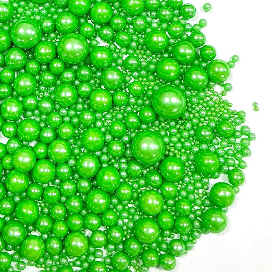Sprinkles Edible Christmas Green Pearl Sugar Sprinkles Candy 142g/5.01oz Mix Size Christmas Green Pearls Baking Cupcake Toppers Cookie Decorations for Wedding Parties Valentines Day Christmas