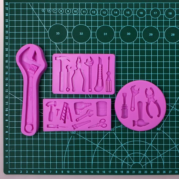Construction Tools Silicone Molds, Hand Tools Chocolate Molds | Wrench Chocolate Molds, Ladder Screwdriver Scissor Fondant Baking Molds for Cake Decoration Cupcake Topper Candy Clay Resin
