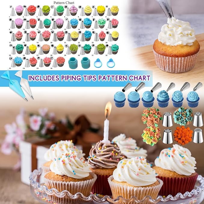 276 set Cake Decorating Tools Kit,Piping Bags and Tips Set,Baking Supplies Accessories with Storage Case,Cupcake Cookie Frosting Fondant Bakery for Adult Beginners or Professional Cake Shop