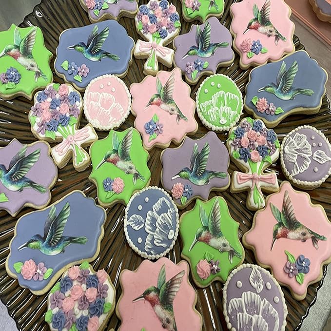 GEORLD Edible Cupcake Topper Wafer Hummingbird Cake Bird Decoration by Wafer Paper,12 Counts,Flat not 3D
