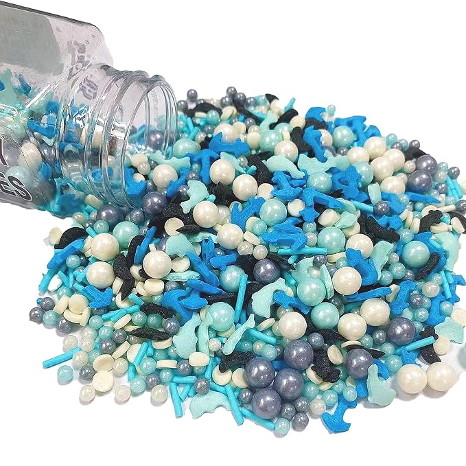 Sentovac Anchor Sprinkle Edible Cake Decorating Ocean Anchor Dolphin Knife Pearl Candy Mix Blue Sprinkle for Cake Cupcake Topper Cookie Baking Decorations Sea Theme Party Birthday Supplies