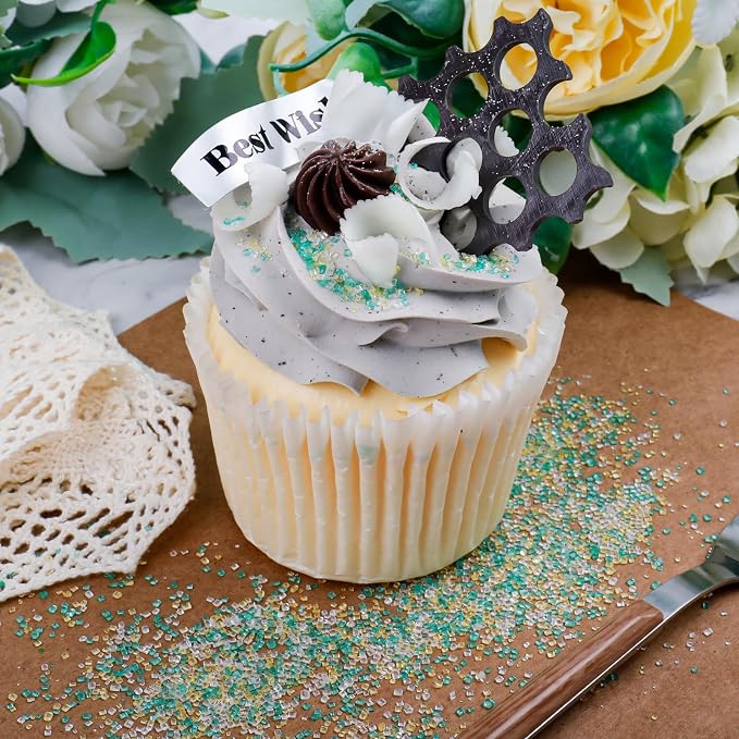 Soccer Sanding Sugar Sprinkles - Green Yellow White Sparkling Sugar Crystals for Cake Decorating & Baking Cookies, Green Sprinkles for Cupcakes, Ice Cream