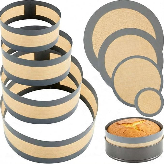 Honeydak 4 Set Silicone Baking Mat for 4, 7, 9, 10 Inch Springform Pan Protector Nonstick Reusable Cake Pan Liners for Cheesecake Baking Prevent Sticking to Bottom & Side, Easy Release & Clean(Gray)