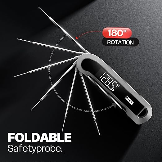 0.3 Sec Instant Read Meat Thermometer Digital for Cooking, ±0.5℉ Precision, Food Thermometer for Grilling, Air Fryer, Smoker, Candy, BBQ Essentials, Gift for Dad Him Men Birthday, Grey
