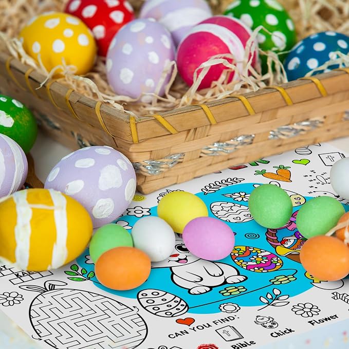 45pcs Easter Disposable Coloring Placemats Easter Day Crafts for Kids Party Favors Coloring Poster School Classroom Activities Paper Table Mats