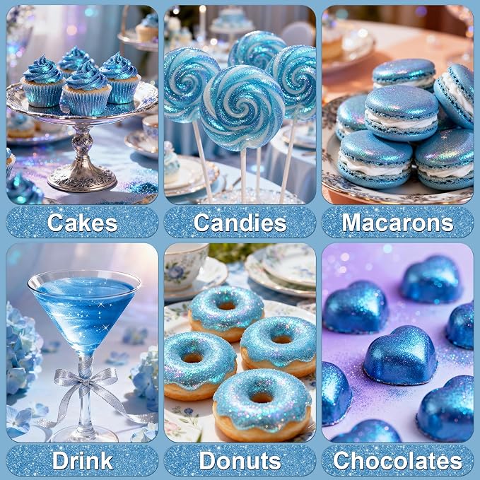 Navy Blue Edible Glitter - 5g Food Grade Cake Decorating Shimmering Glitter, Edible Sprinkle Luster Dust for Drinks, Chocolates, Fondant, Strawberries, Cupcakes, Candy, Easter Cookie - Vegan