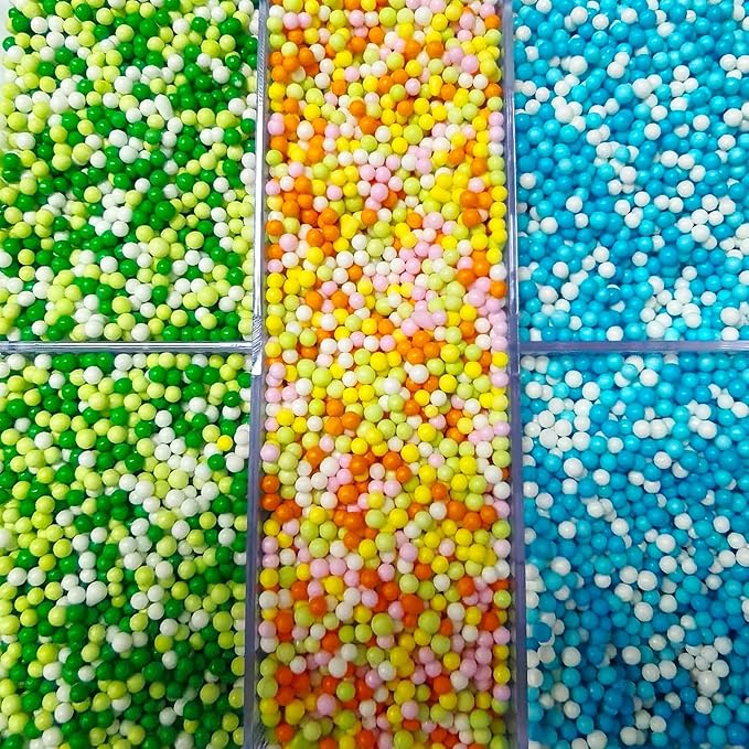 Edible Blue and White Nonpareils Sprinkles for Cake Decorating, Edible Mini Pastel Pearls Sprinkles for Baby Shower Frozen Themed Baking Cookies Cupcake Dessert Decorating 90g/3.17oz