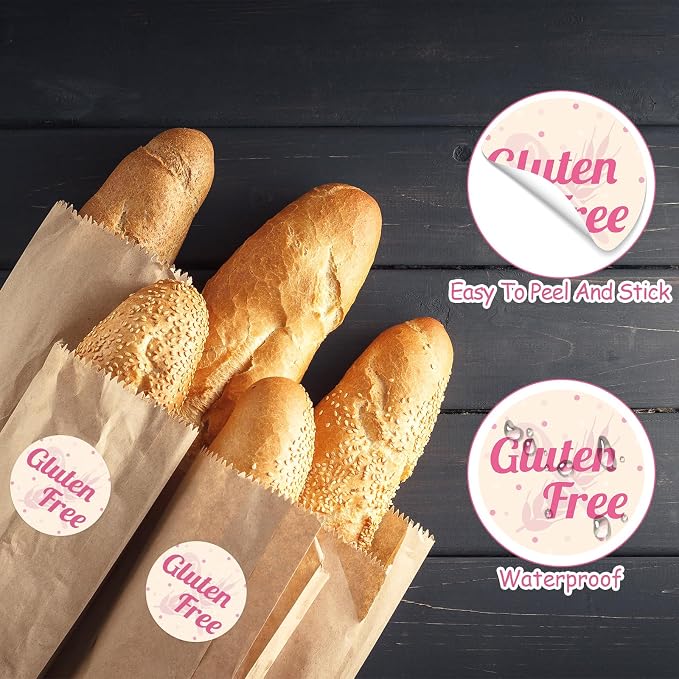 Louise Maelys 1.5 Inch Gluten Free Stickers - 500 PCS Gluten Free Labels for Bakeries, Home Kitchen & Food Packaging (Easy Peel, No Residue)