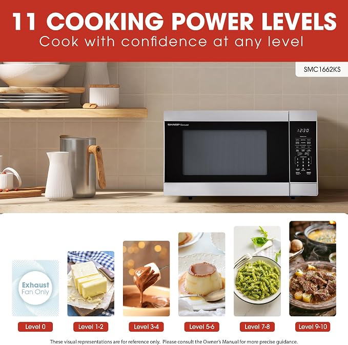 SHARP Countertop Microwave Oven with Removable 13.6" Carousel Turntable, 1100 Watt, 1.6 Cubic Feet, Stainless Steel