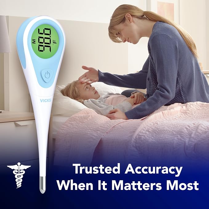 Vicks SpeedRead Digital Thermometer for Baby, Kids & Adults, Color-Coded Readings, Oral, Baby Rectal Thermometer or Under The Arm, Water Resistant