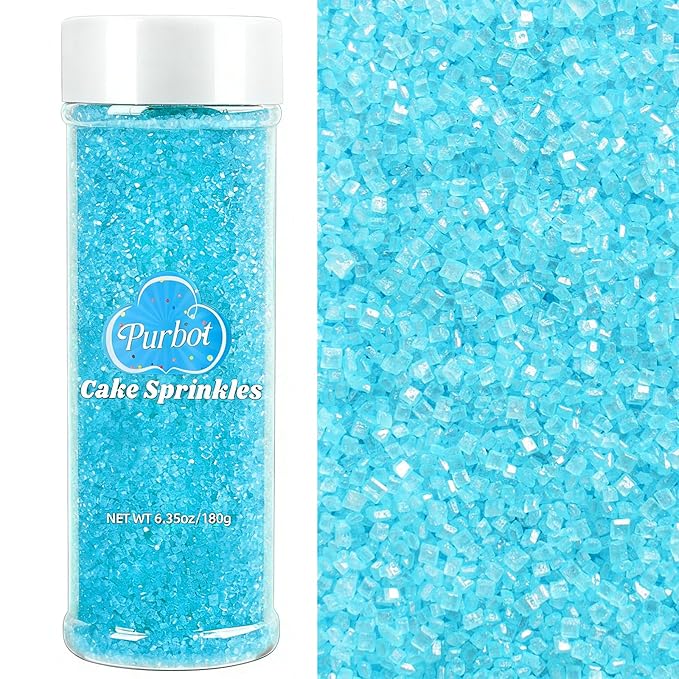 Blue Sanding Sugar Sprinkles, 6.35oz/180g Edible Sparkling Sugar Crystals, Decorating Sugar Sprinkles for Baking Cakes Cupcakes Cookies Ice Cream