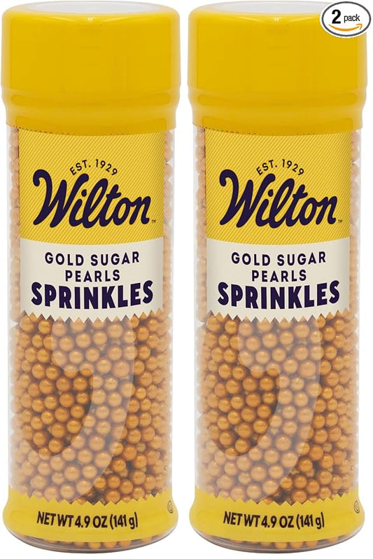 Wilton Sugar Pearls, 141 gram, Gold, Non Toxic (Pack of 2)