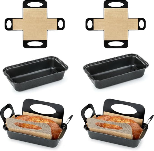 Cokuma Loaf Pans, 9*5-Inch, 2 Set with Non-stick Liners for Homemade Bread | Easy to release, Oven safe up to 440℉, Non-stick coating, Bread baking pan for banana bread meatloaf and sourdough