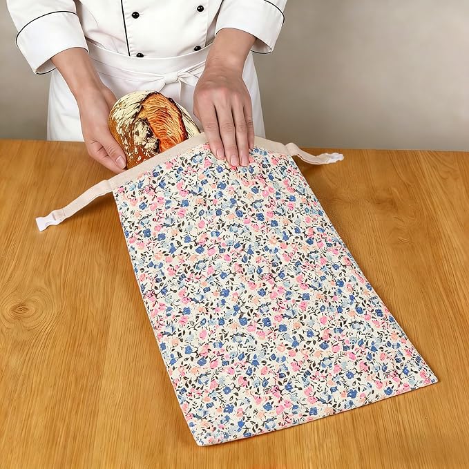 2 Pack Beeswax Bread Bags for Sourdough Homemade Bread, XL Reusable Bread Storage Bag, Organic Waxed Line and Linen Fabric Bread Bag for Home Bakers, Picnics Work or Gift-Giving