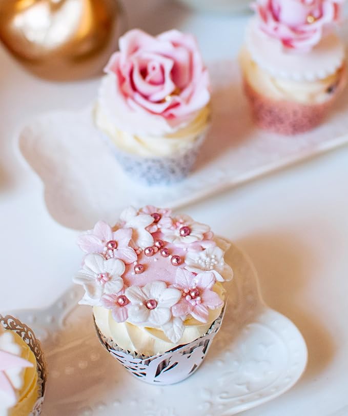 Baker's Choice Bakers Choice Edible Pearls - Metallic Pink Pearl Sprinkles - Edible Sugar Pearls - Dairy Free - Kosher - 3 oz.