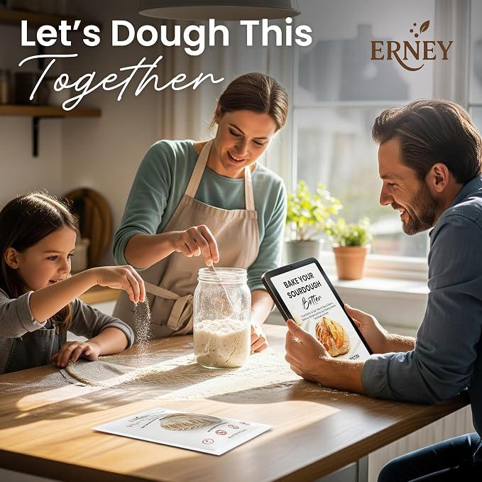 ERNEY Dehydrated Rye Sourdough Starter 21.6 g Per Sachet for Bread Making - Perfect Rise Rye Sourdough Bread Flour with Instruction - Versatile Homemade Pastry Flour Perfect for Artisan Loaf Pizza Muffins