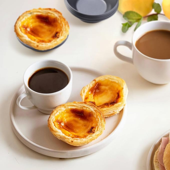 Pastel de Nata Tins Carbon Steel – 8 Pack Egg Tart Molds for Baking, Nonstick Mini Pie and Custard Tart Pans, Reusable Portuguese Custard Tart Shell Trays, Oven & Air Fryer Safe