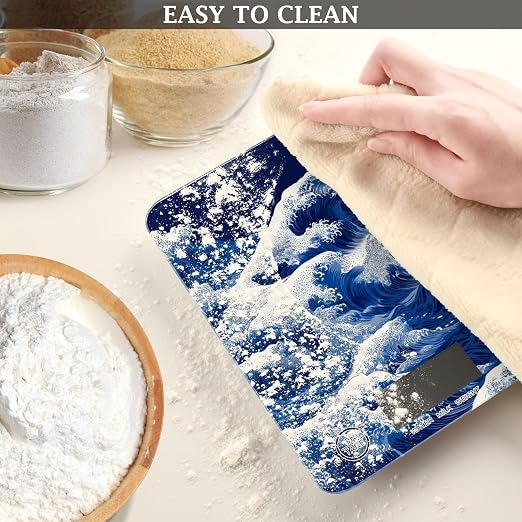 Food Scale Kitchen Scale Food Weight Scales Digital Weight Grams and Ounces Small Electronic Food Scale for Baking Cooking Japanese Deep Blue Sea Waves