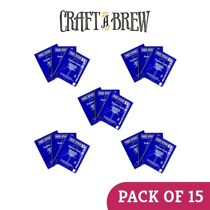 Craft A Brew - Red Star Premier Cuvee Wine Yeast - Fast, Clean, Neutral Dry Wine Yeast - For Reds, Whites & Sparkling Wines - Ingredients for Home Fermenting - Wine Making Supplies - 15 Pack