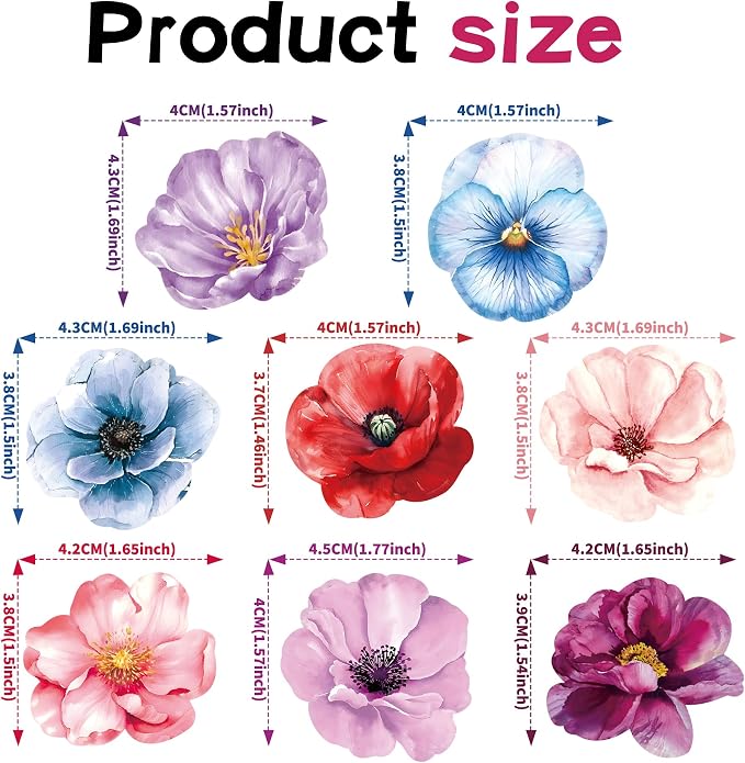 48 PCS Edible Flowers Cupcake Toppers Wafer Paper Wildflower Party Decoration Wedding Themed Party Decorations Picks for Baby Shower Wedding Birthday Party Cake Food Decorations Supplies