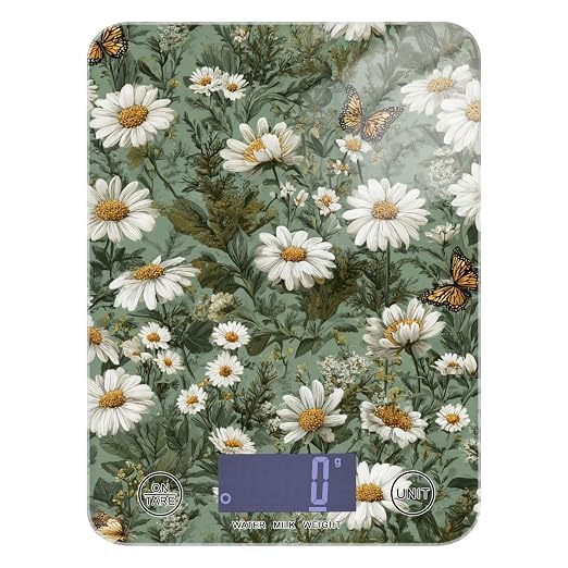 Food Scale Kitchen Scale Food Weight Scales Digital Weight Grams and Ounces Small Electronic Food Scale for Baking Cooking Summer Daisy Butterfly Green