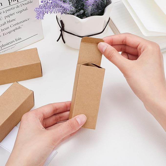 BENECREAT 45PCS Brown Kraft Paper Lipstick Box Essential Oil Wrapping Box for, Wedding, Birthday Party Favor, 9.1x3.7x3.6cm/3.58x1.45x1.41"