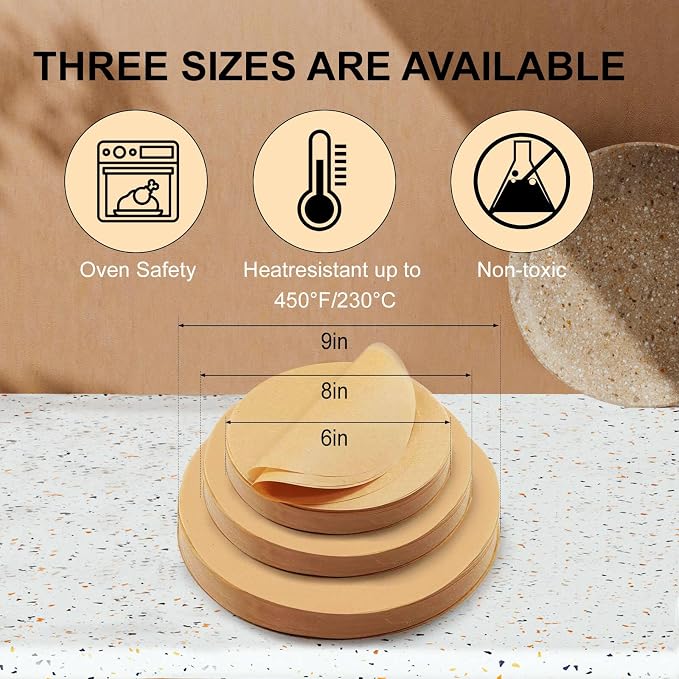200Pcs 8-Inch Round Baking Parchment Paper - Parchment sheets Made for Delicious Baking Results, Perfectly Fits Standard Pans, Non-Stick, Waterproof, and Tear-Resistant