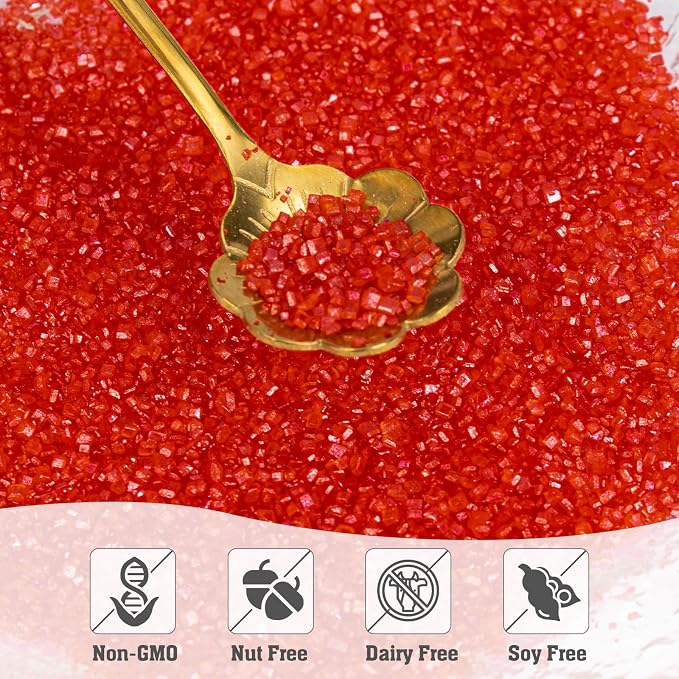 Twisweet Red Sprinkles, Edible Sanding Sugar Crystals for Cake Decorating, Extra Fine Candy Sprinkles for Baking, Cupcake Topping Ice Cream Donut Cookies Decoration, Wedding Party Valentine Christmas Supplies (150g/5.3oz)