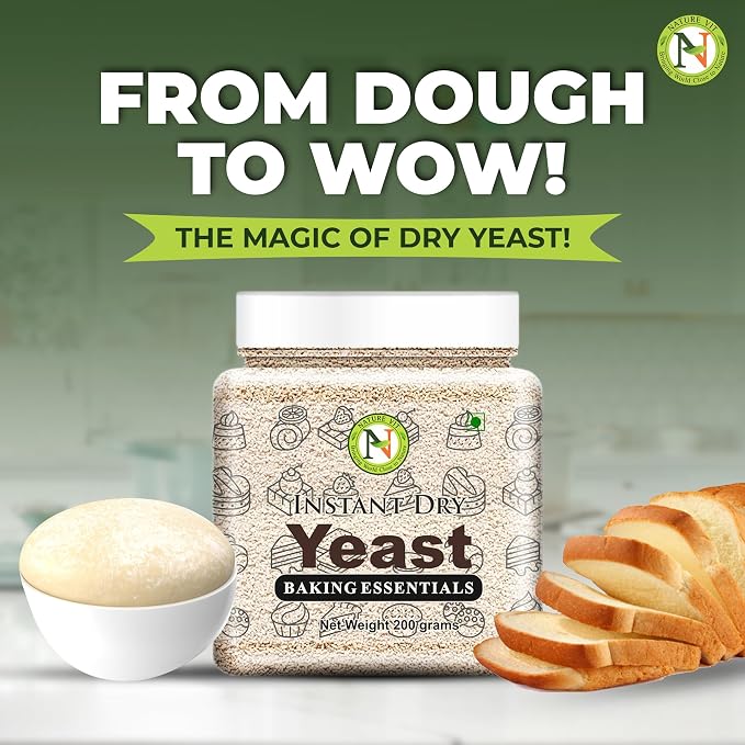 NatureVit Baker's Instant Dry Yeast, 200g | Premium Yeast for Baking Bread, Pizza, Cake, Doughnuts, and Wines | Fast-Rising & Long Shelf Life