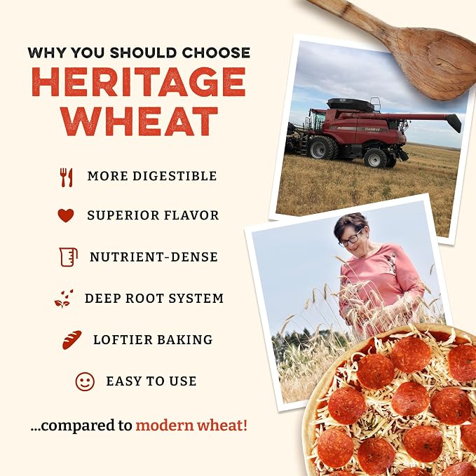 Sunrise Flour Mill USDA Organic Heritage Pizza Flour - 2 lbs | Organic Milled Flour from Hard Red Wheat | Easier to Digest with Less Bloating | No Bleaching or Bromating | Zero Additives
