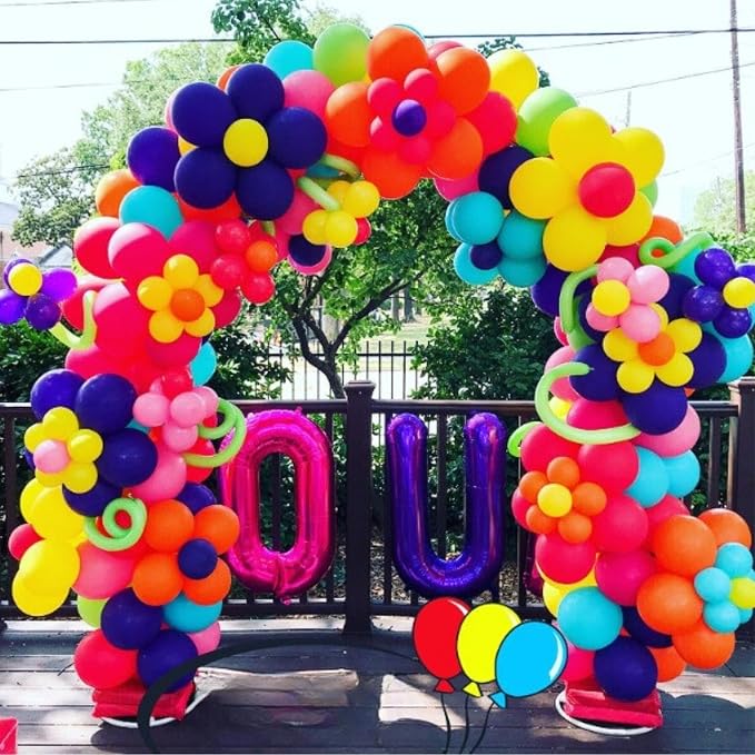 Pink Blue Purple Balloons Arch Kit, 108 Pcs Rainbow Magic Balloons Garland with Hot Pink Teal Balloon Blue Purple Yellow Latex Balloons for Kids Theme Baby Shower Birthday Wedding Party Decoration