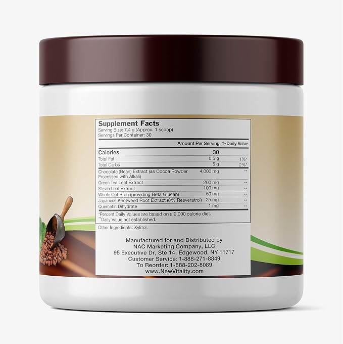 Coco Complete by New Vitality – Immune System and Boosting Superfood Powder Supplement, Energy Support, Sugar Free, Real Cocoa Powder & Green Tea Extract, Chocolate Flavor, 30 Servings
