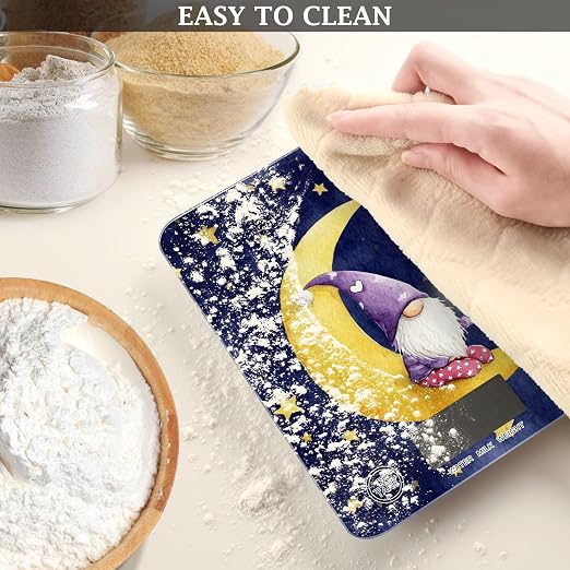 Food Scale Kitchen Digital Scale Food Ounces and Grams Dieting Baking Cooking Waterproof Glass Panels LCD Display,4 Units Scale Tare Function Stars Dark Blue