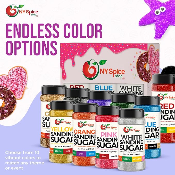 NY Spice Shop Lavender Sanding Sugar - 4 Ounce Sweet Edible Sprinkles for Party Decorations, Cake, Cupcakes, Cookies Toppings & Dessert Dishes - Colorful Sugar Sprinkles for Party Favors & Baking Treats