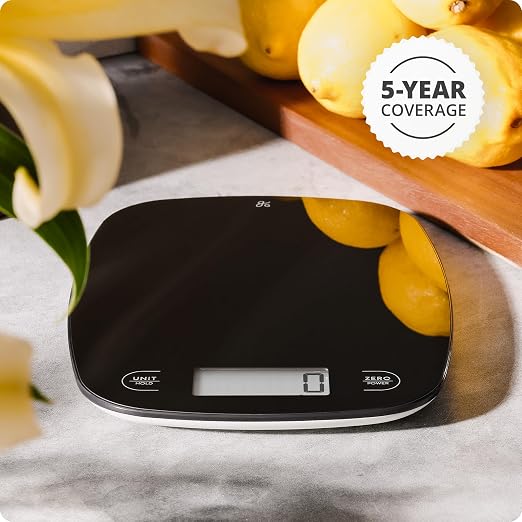 Greater Goods Food Scale – Digital Kitchen Scale, 1g Precision, Easy-Tare & Quick Conversion, Slim Compact Design, Durable & Portable | Ideal for Cooking, Baking & Meal Prep (Glass, Black)